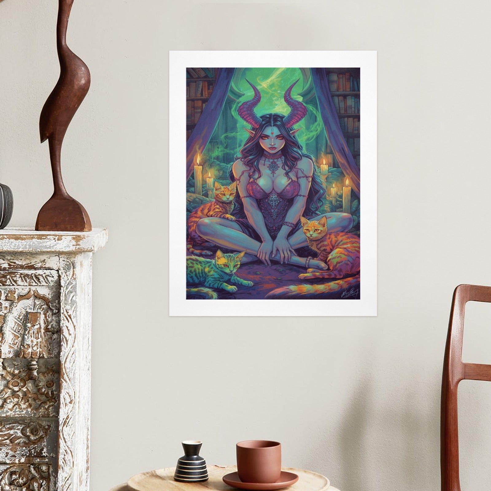 Dark Fantasy Witch Library Art Print 6