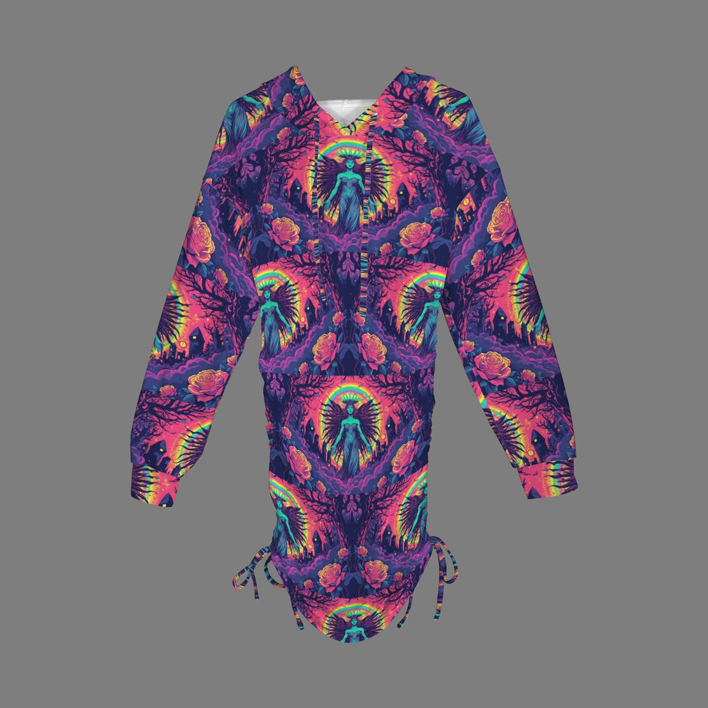 Neon Goddess Gothic Style Hoodie Dress