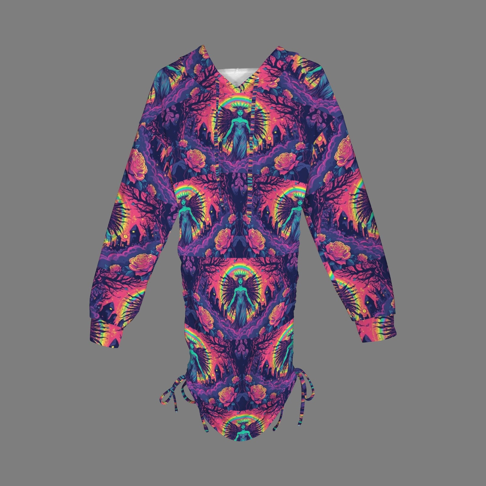Neon Goddess Gothic Style Hoodie Dress
