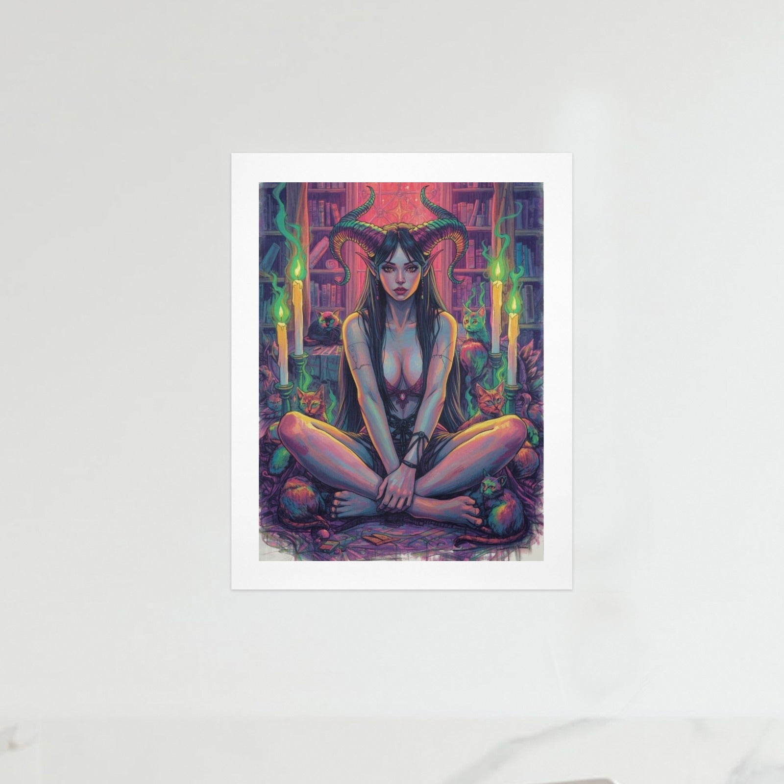 Dark Fantasy Witch Library Art Print 4