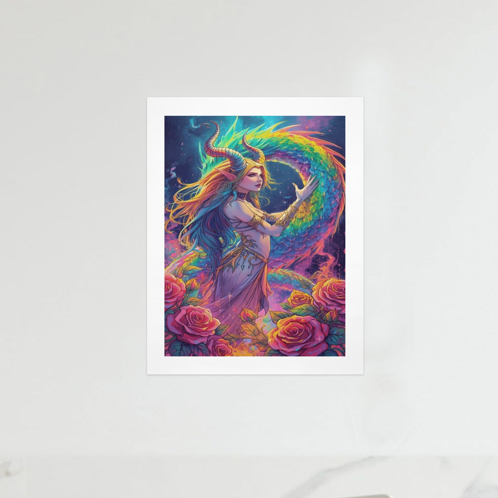 Dark Fantasy Dragon Witch Goddess Art Print Decor 1