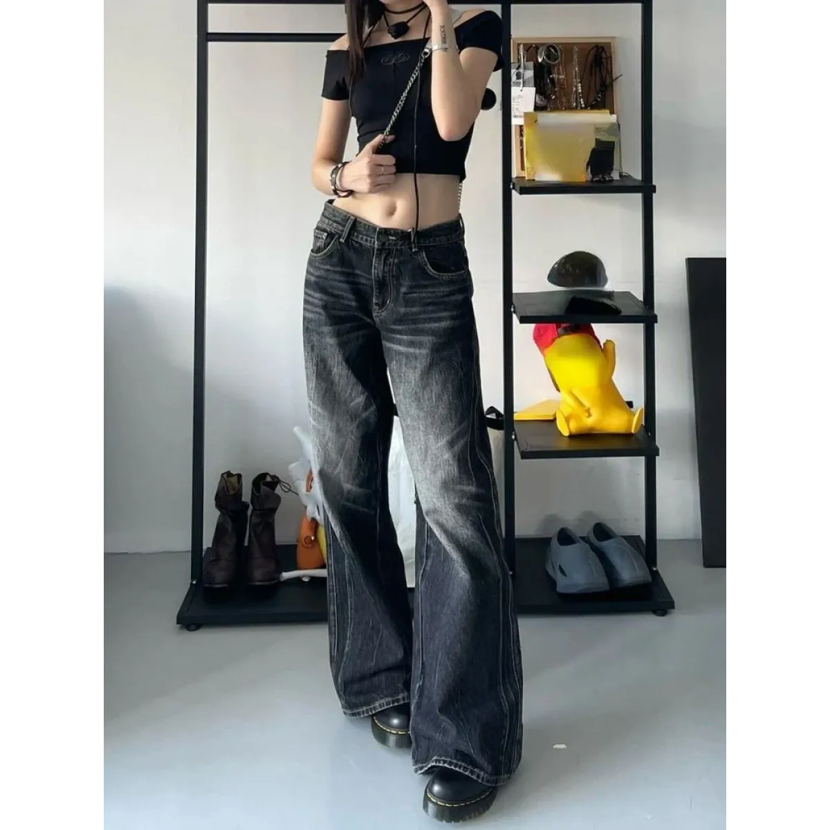 Baggy Y2K Jeans – Grunge Gothic High Street Denim - Night Bloom Digital Empire Studios