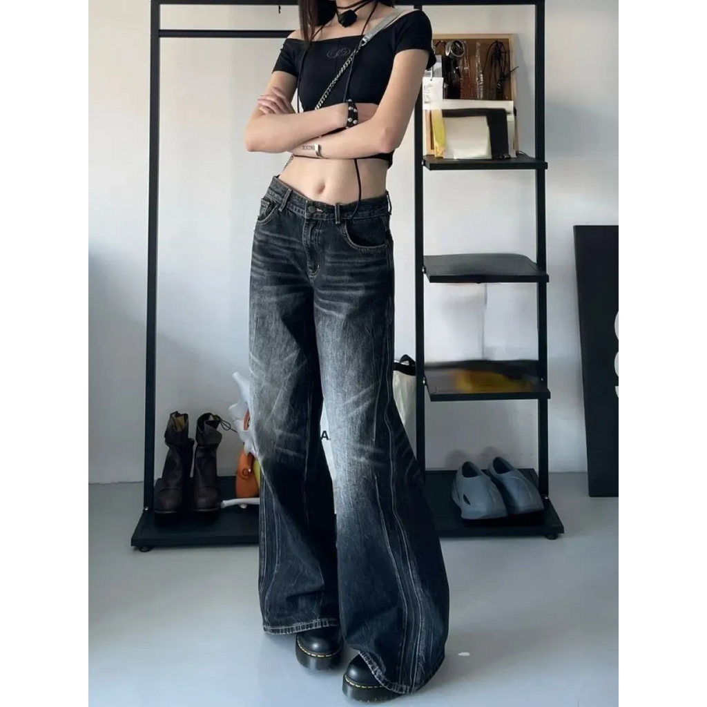 Baggy Y2K Jeans – Grunge Gothic High Street Denim - Night Bloom Digital Empire Studios