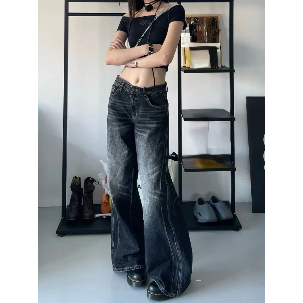 Baggy Y2K Jeans – Grunge Gothic High Street Denim - Night Bloom Digital Empire Studios