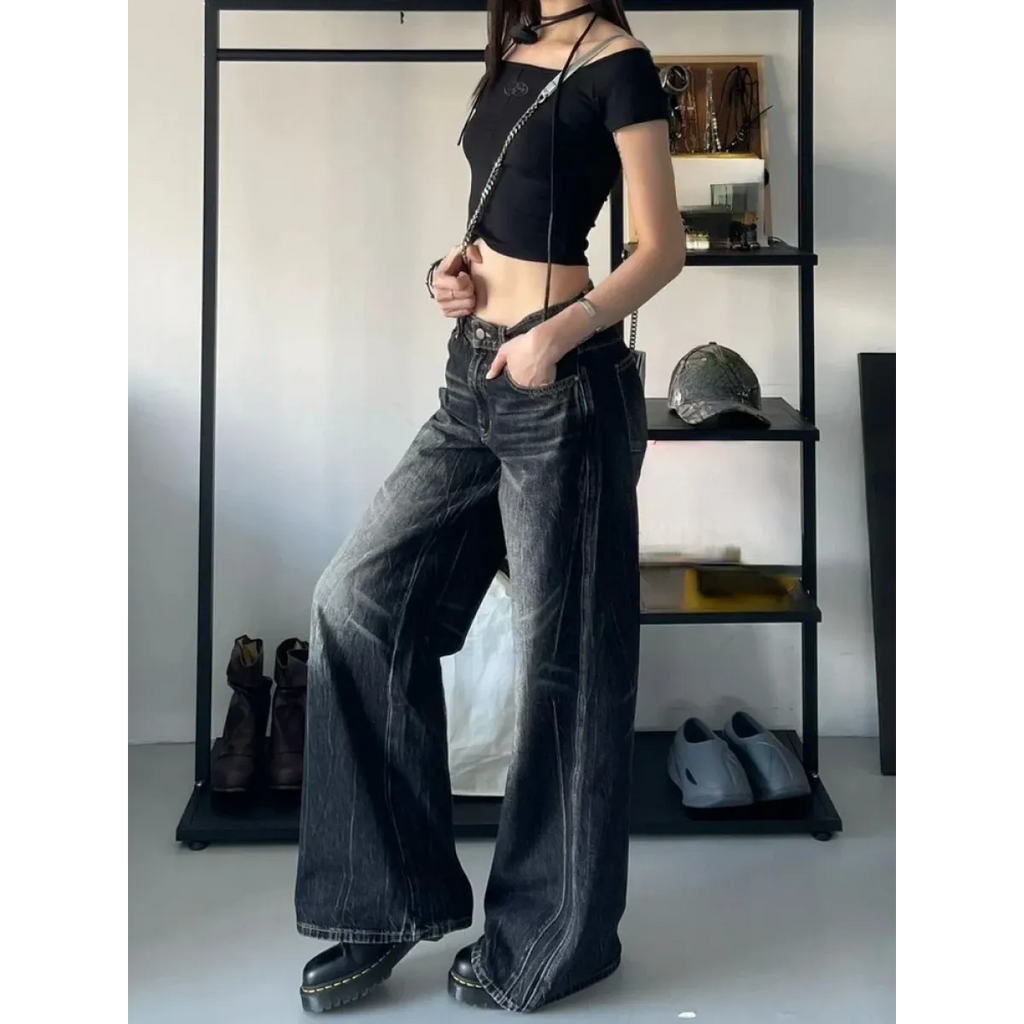 Baggy Y2K Jeans – Grunge Gothic High Street Denim - Night Bloom Digital Empire Studios