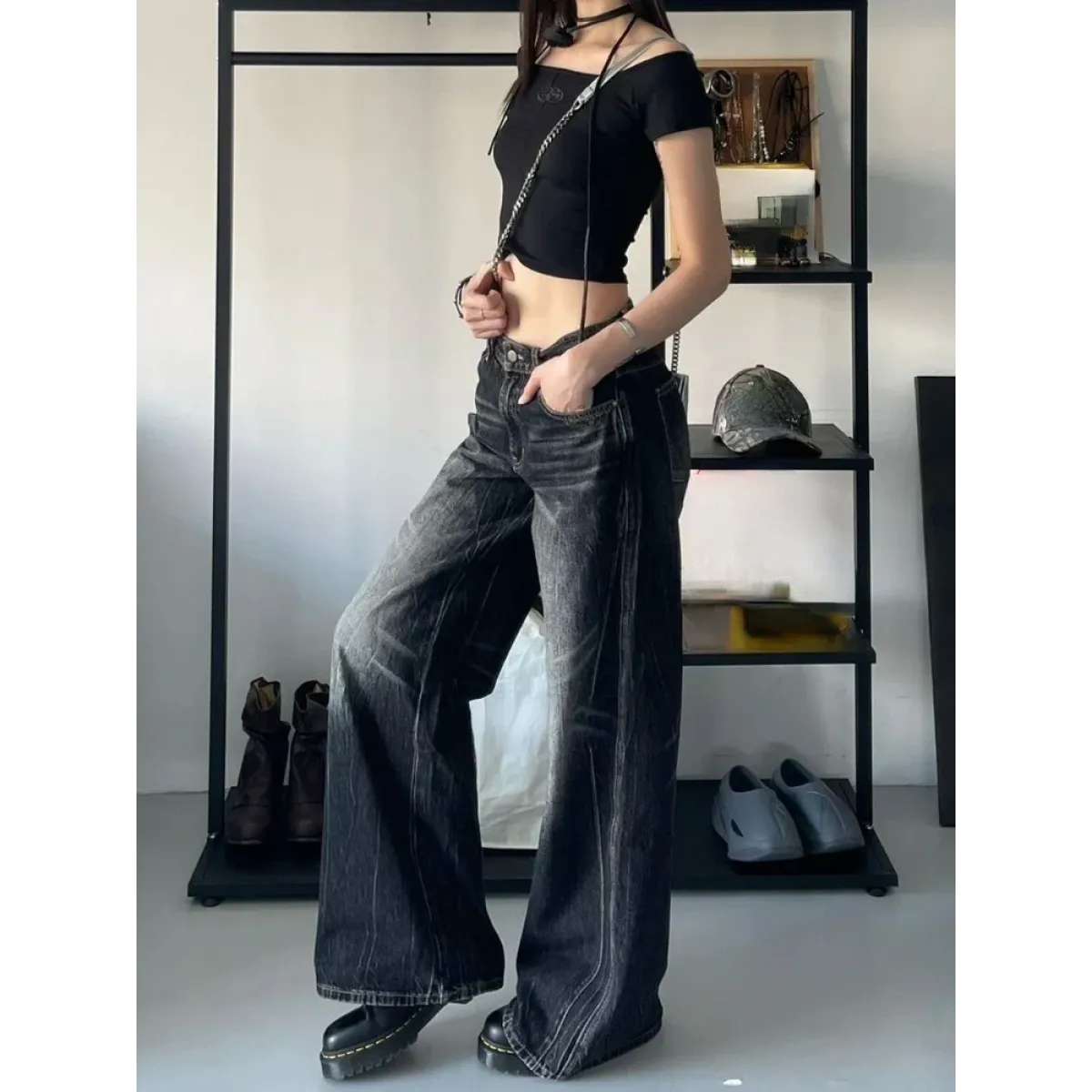 Baggy Y2K Jeans – Grunge Gothic High Street Denim - Night Bloom Digital Empire Studios