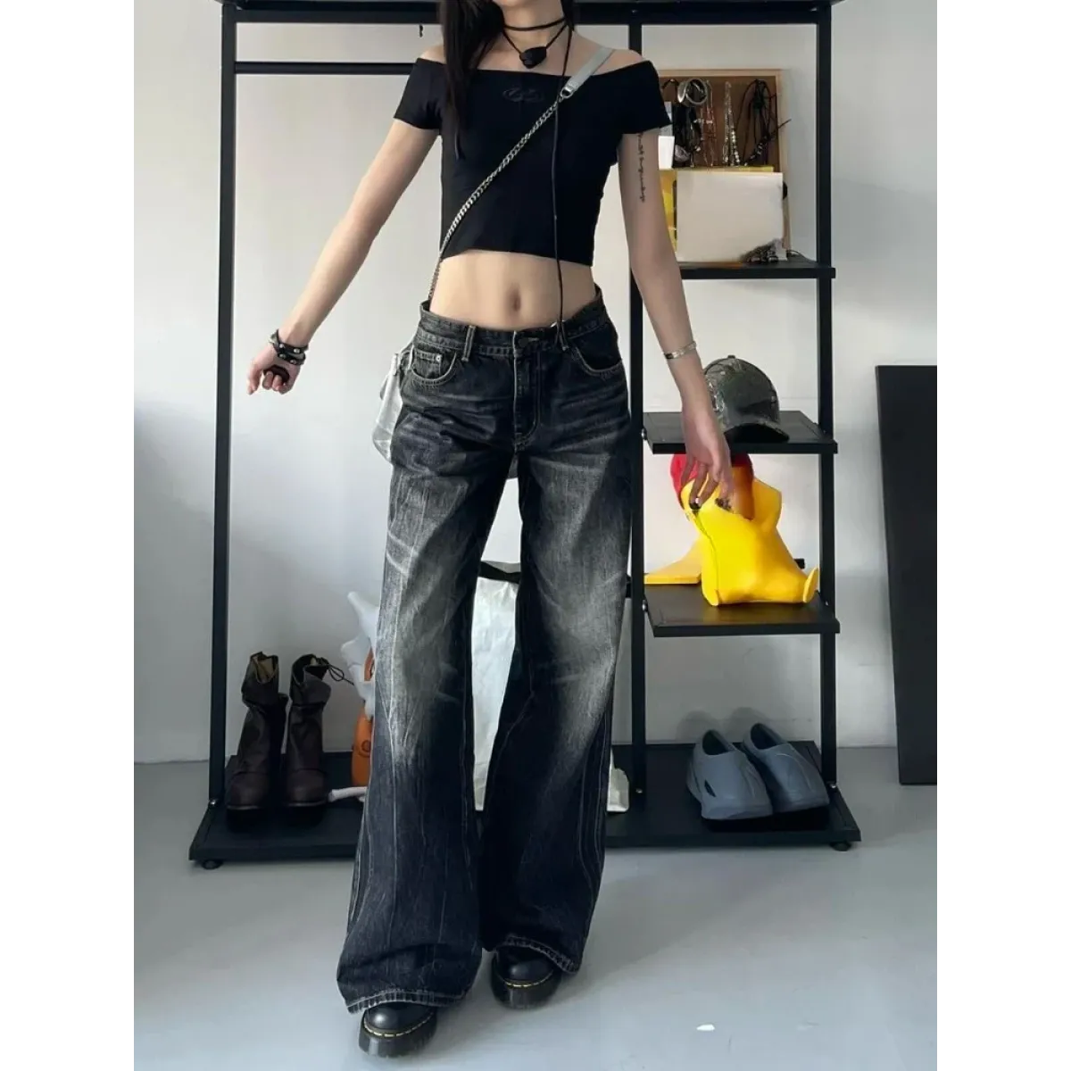 Baggy Y2K Jeans – Grunge Gothic High Street Denim - Night Bloom Digital Empire Studios