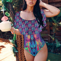 Gothic Witch Library Fashion One Piece Swim Suit