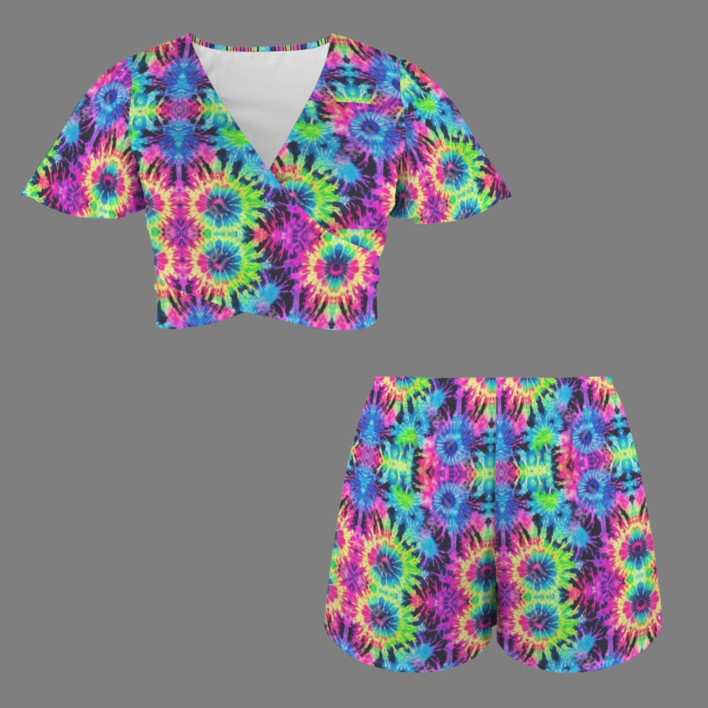 Trippy Tie-Dye 2 Peice Shorts Outfit rippy T-ieye 2 Peice Shorts Outfit Set