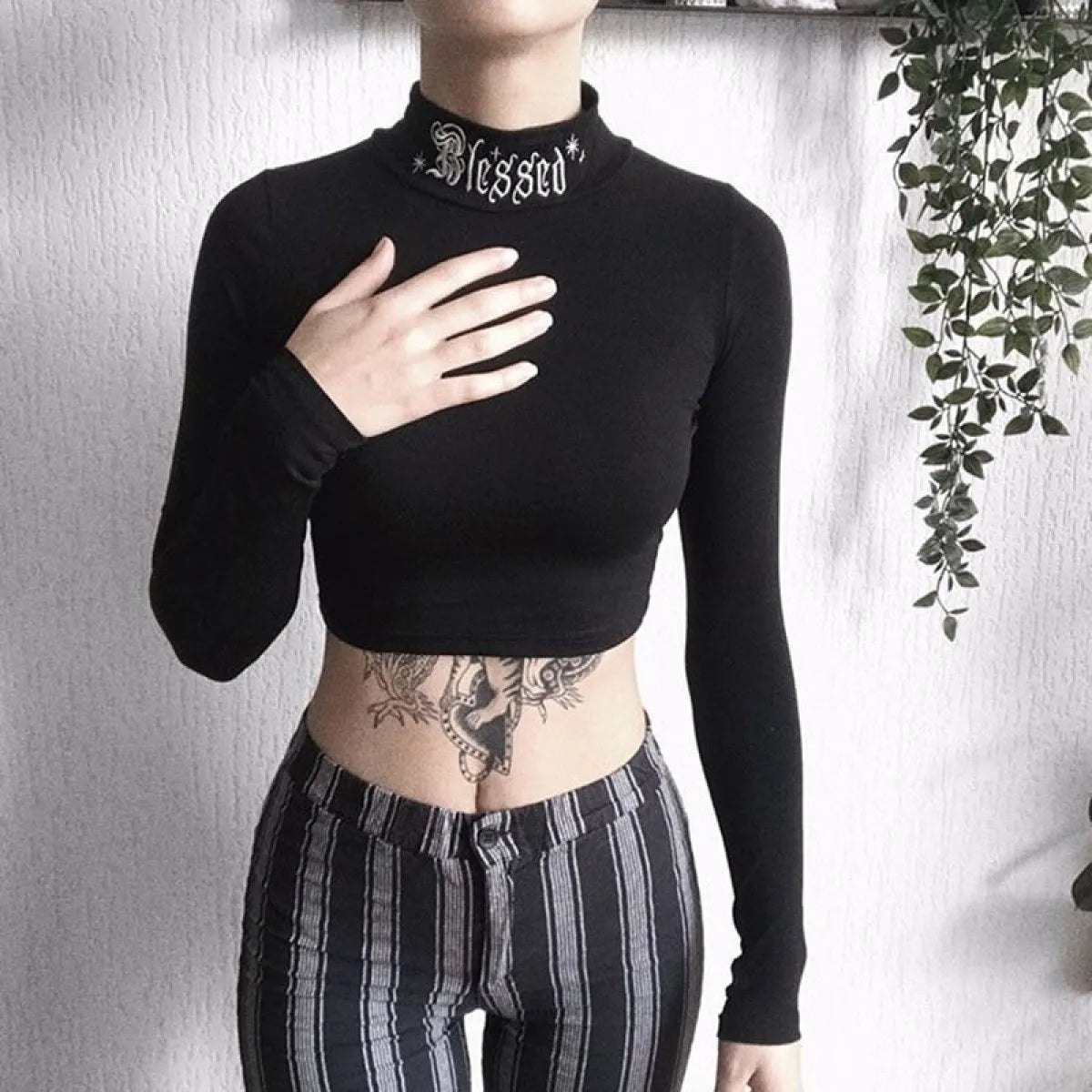 "Blessed" Goth Crop Top - Night Bloom Digital Empire Studios