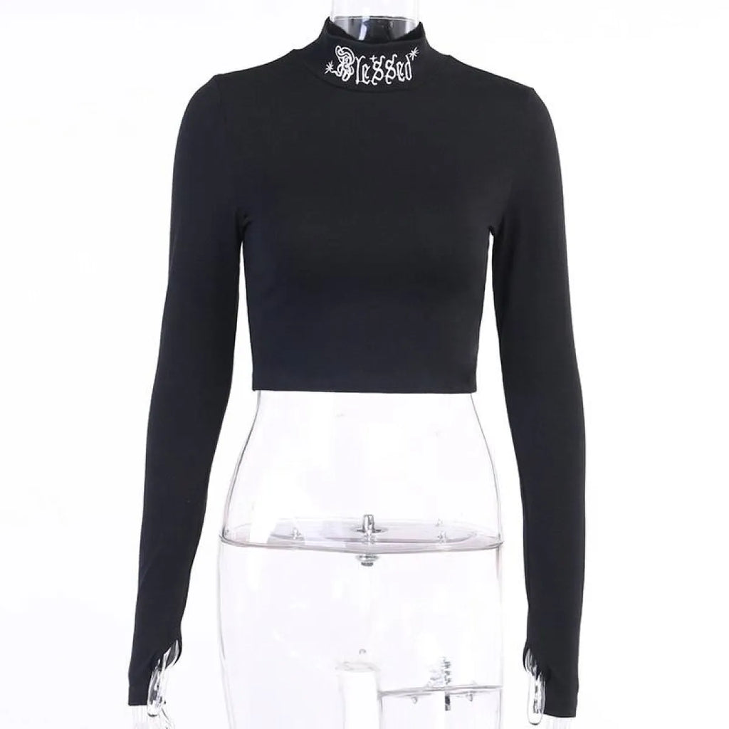 "Blessed" Goth Crop Top - Night Bloom Digital Empire Studios