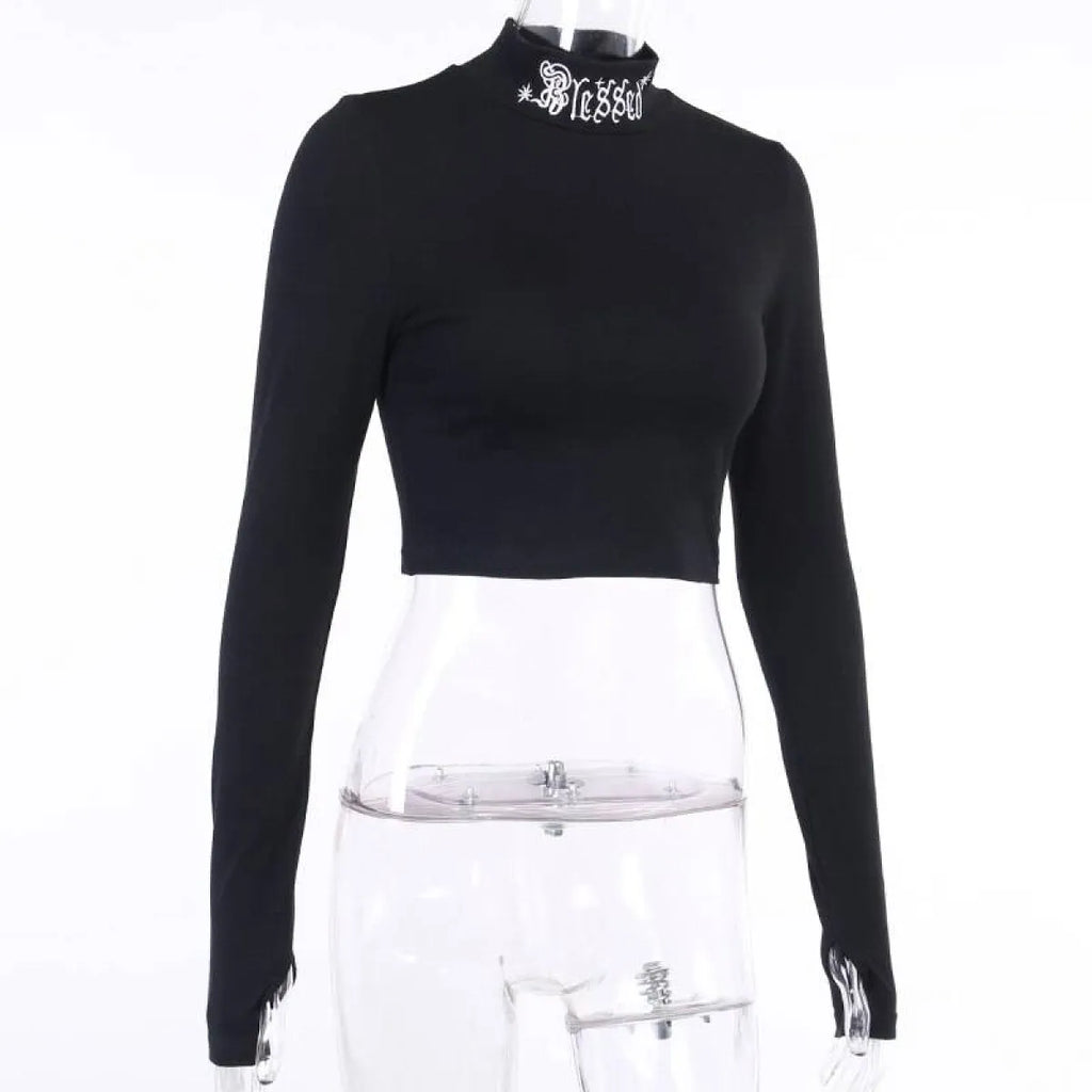 "Blessed" Goth Crop Top - Night Bloom Digital Empire Studios