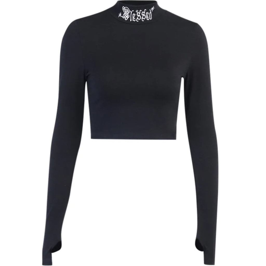 "Blessed" Goth Crop Top - Night Bloom Digital Empire Studios