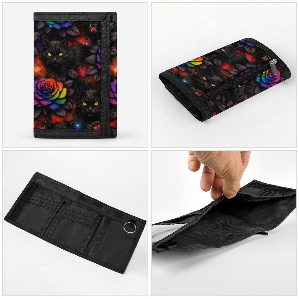 Custom Trifold Nylon Wallet Fabric Card & Coin Holder With Zipper
