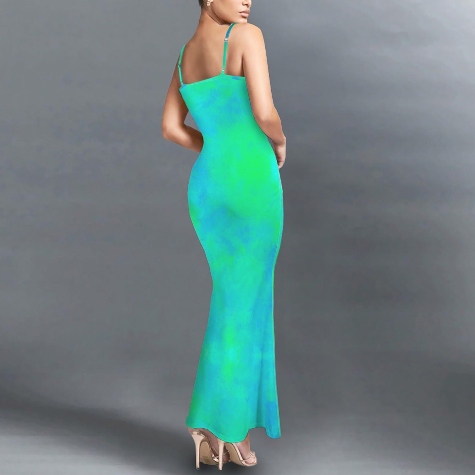 Colorful Trippy print long sleevless slip maxi dress