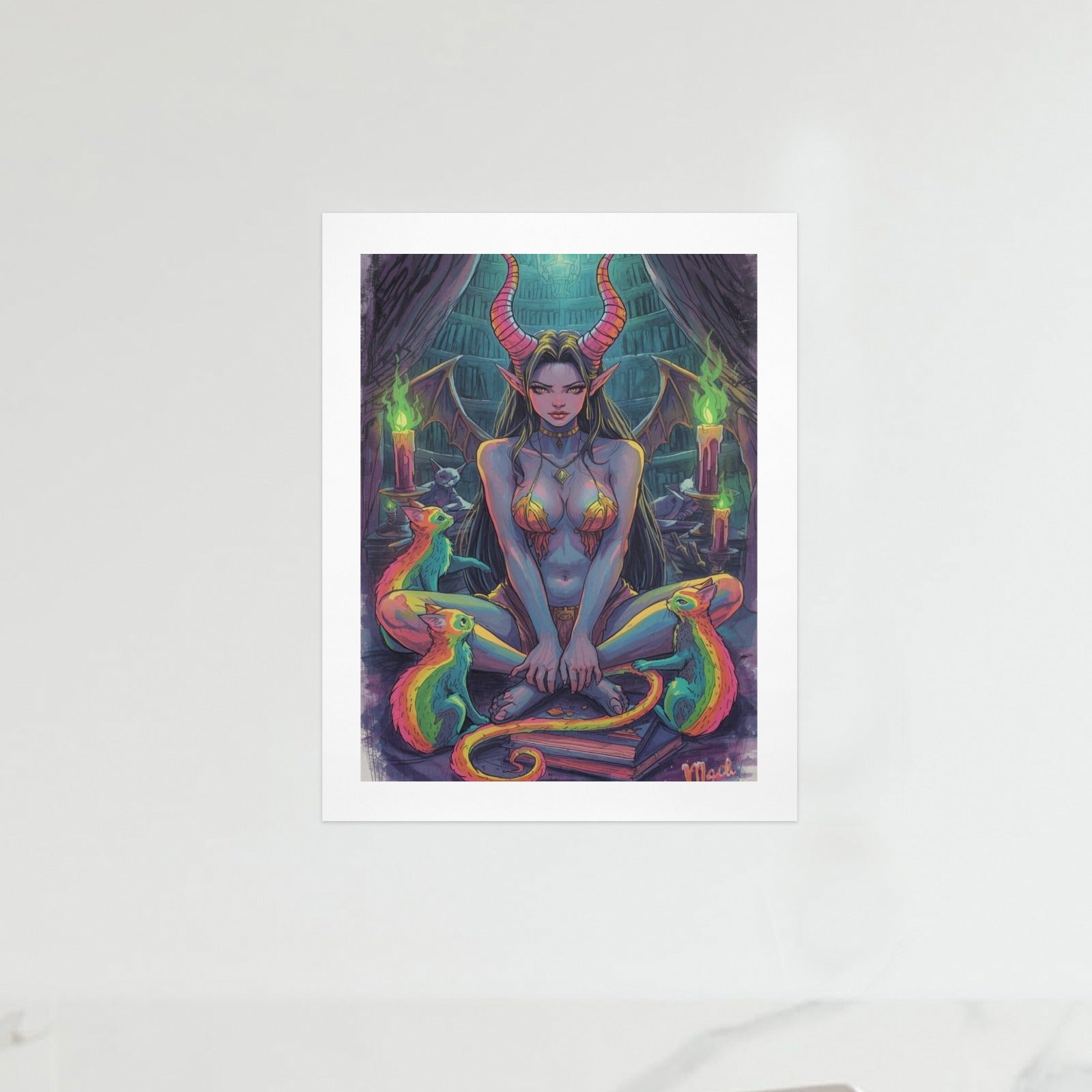 Dark Fantasy Witch Library Art Print 11