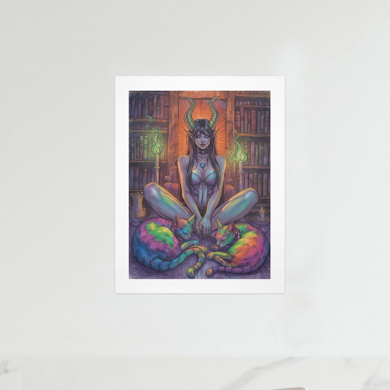 Dark Fantasy Witch Library Art Print 3