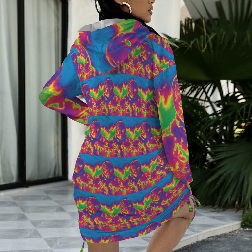 Trippy Rainbow Jason Killer Gothic Style Hoodie Dress
