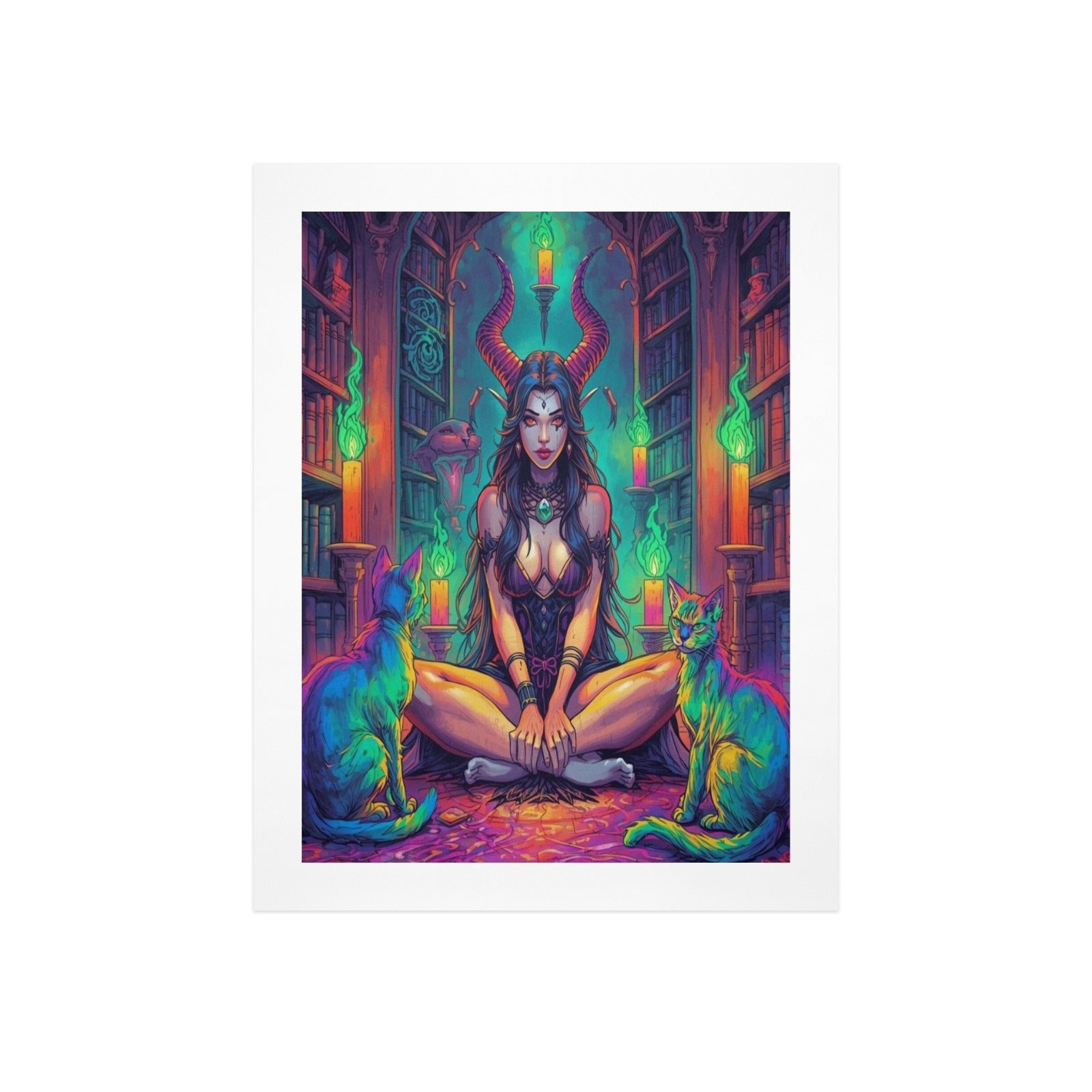 Dark Fantasy Witch Library Art Print 5