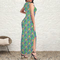 round neck gothic goddess maxi dress spooky frankenstein print