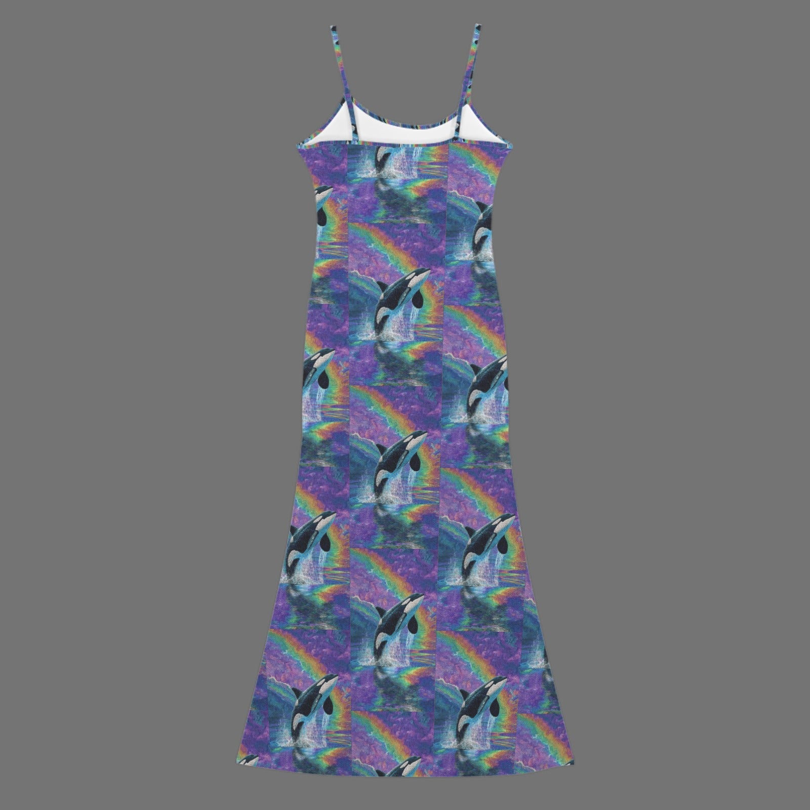 trippy neon orcha  print long sleevless slip maxi dress