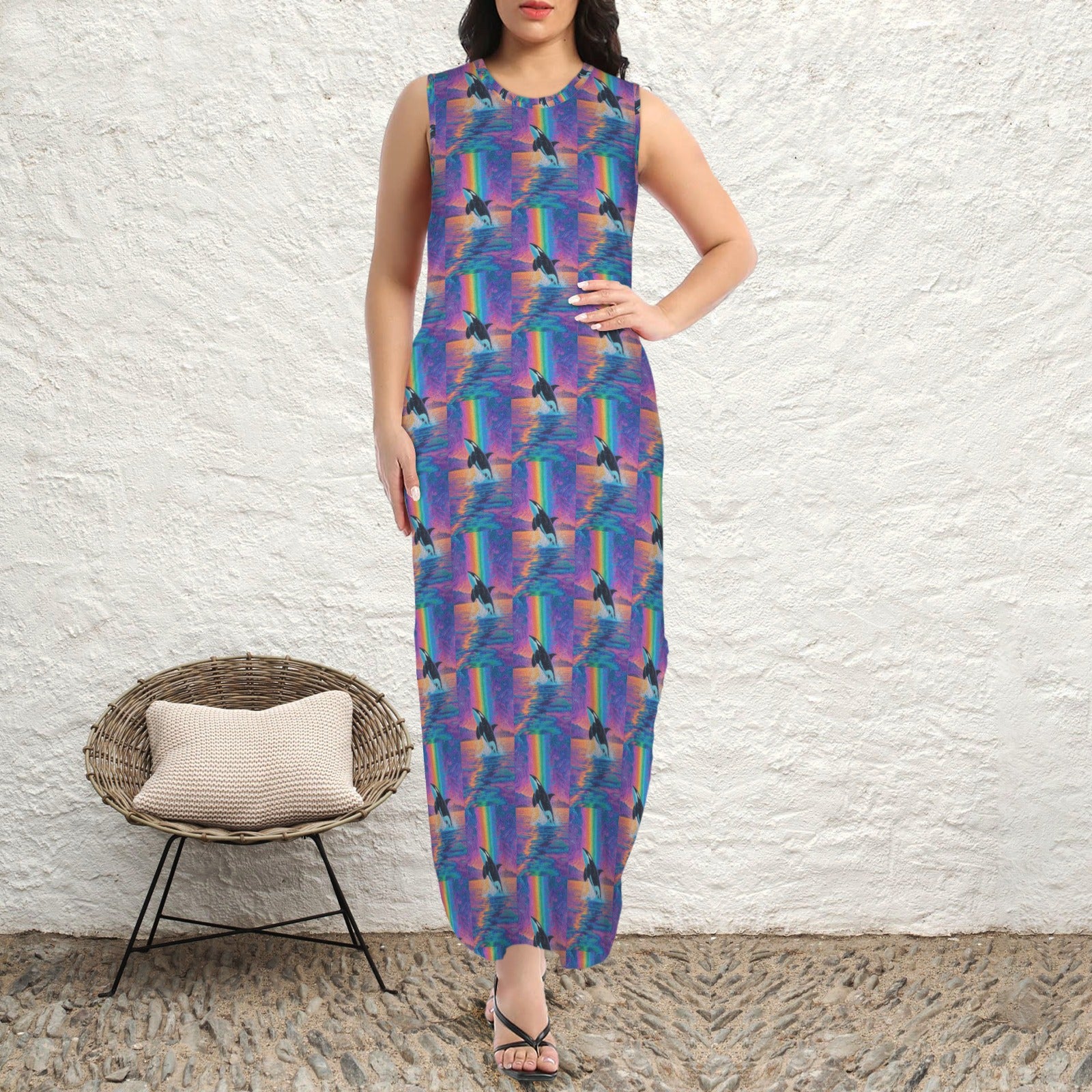 round neck gothic goddess maxi dress 8