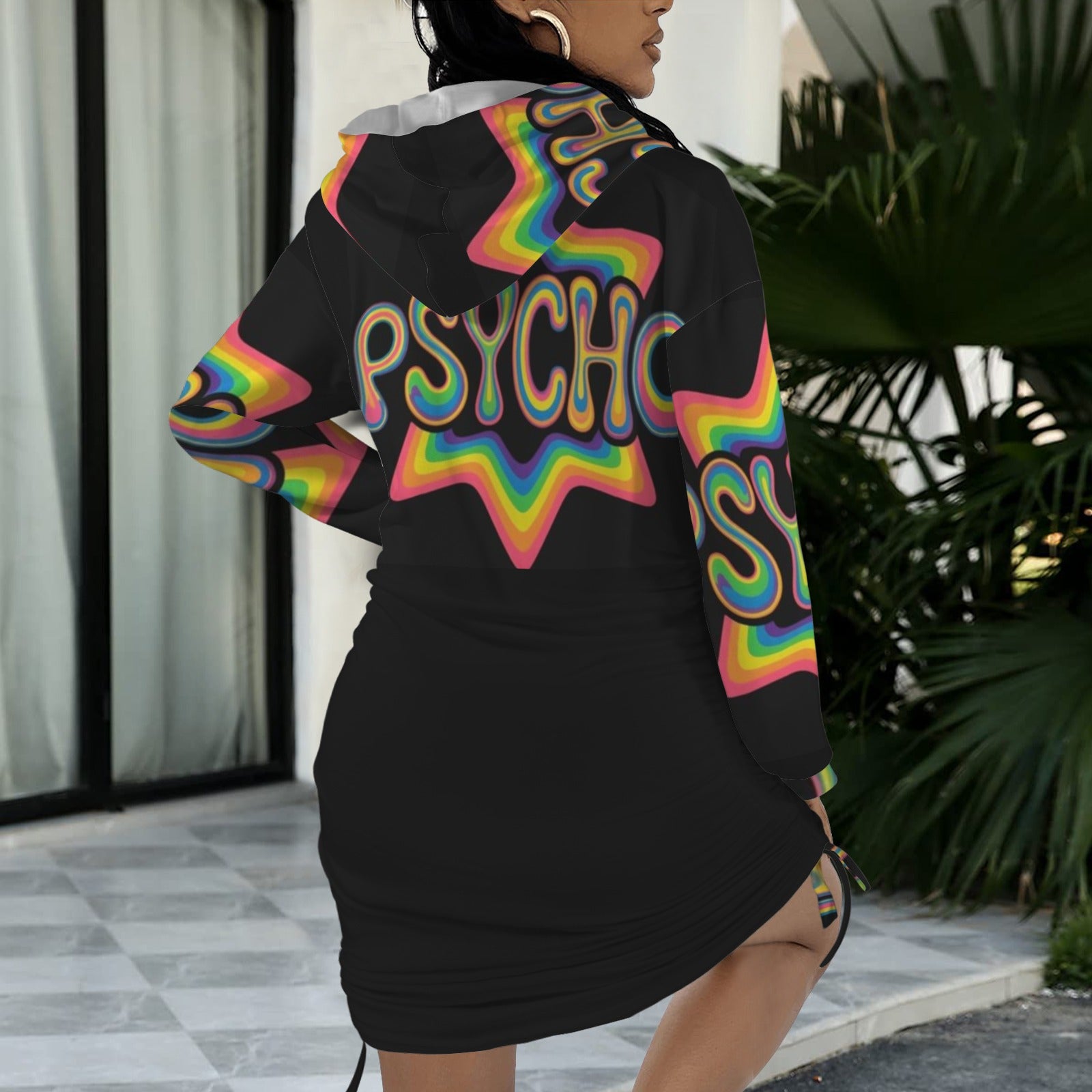 Rainbow Goddess Gothic Style Hoodie Dress