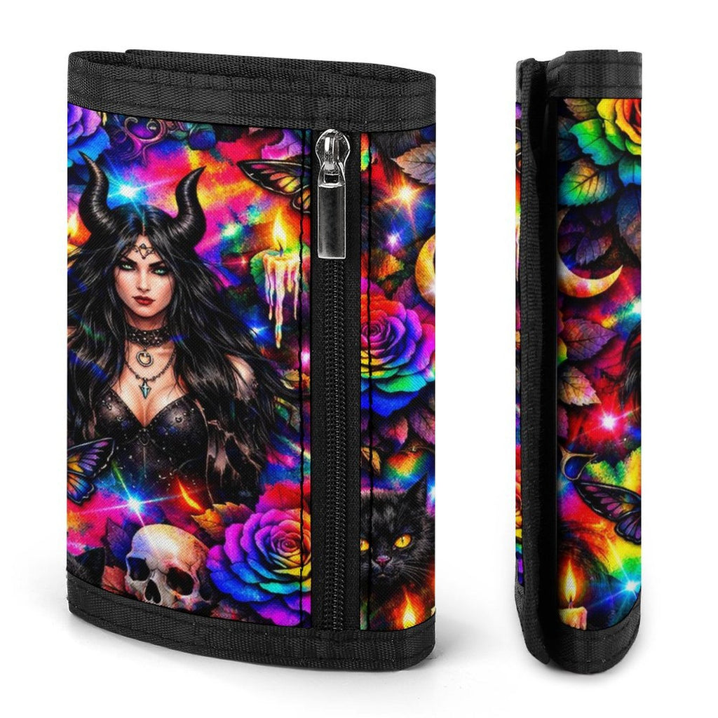 Custom Trifold Nylon Wallet Fabric Card & Coin Holder With Zipper