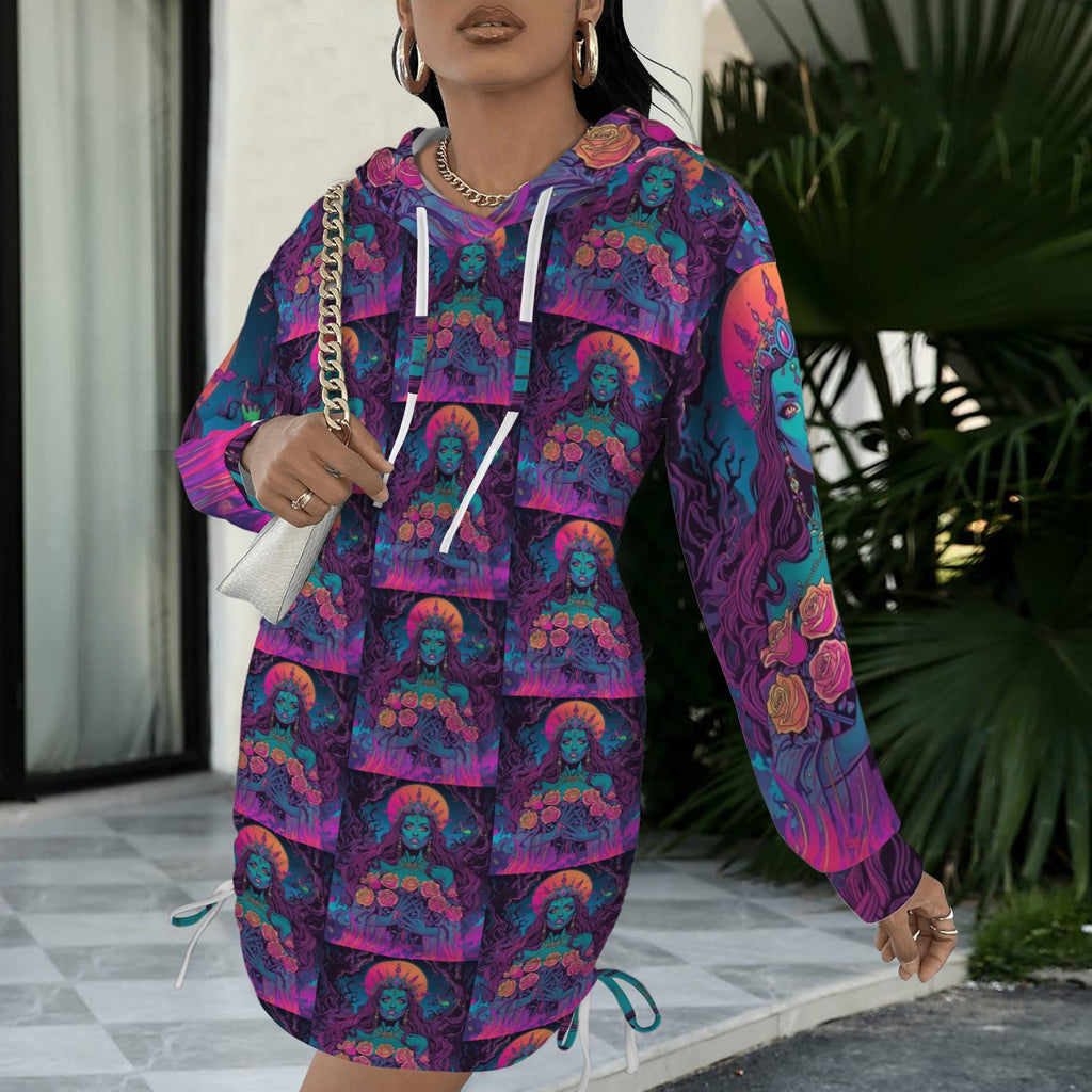 Rainbow Goddess Gothic Style Hoodie Dress
