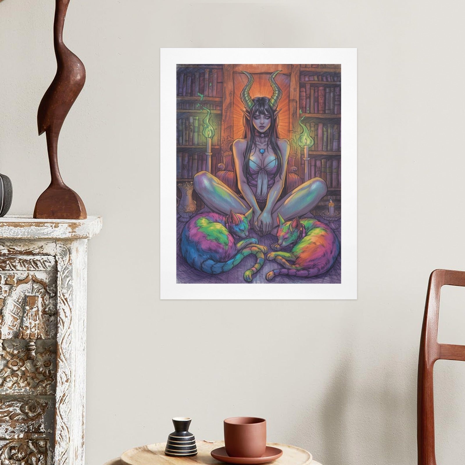 Dark Fantasy Witch Library Art Print 3