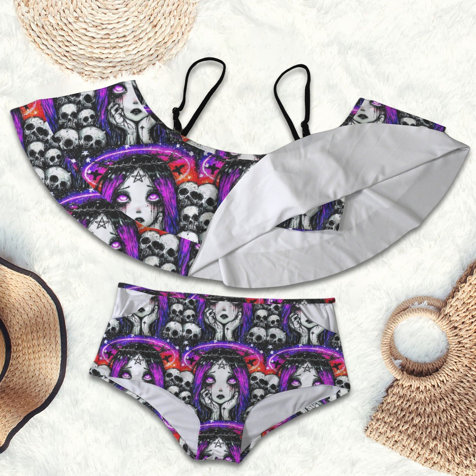 Gothic Witch Print 2 peice swim suit set