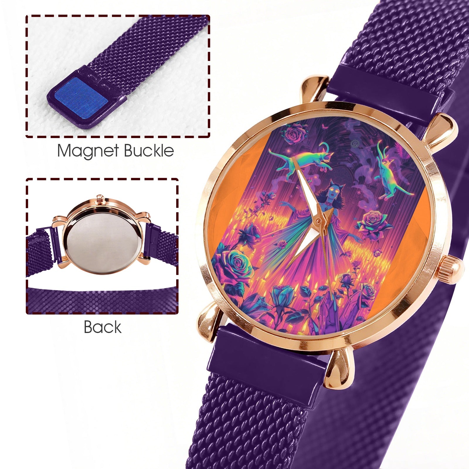 Firey Drsgon Gothic Women's Magneric Strap Watch 6
