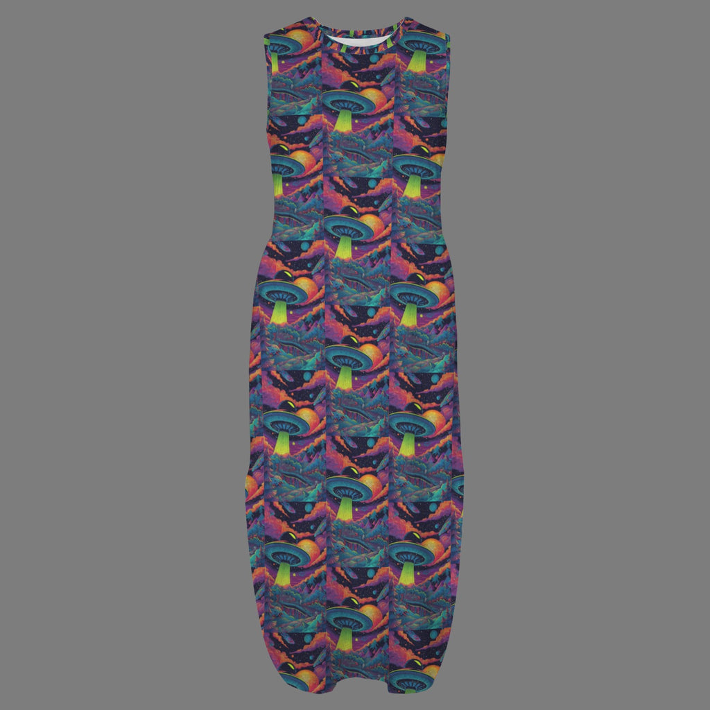 round neck gothic goddess maxi dress 4