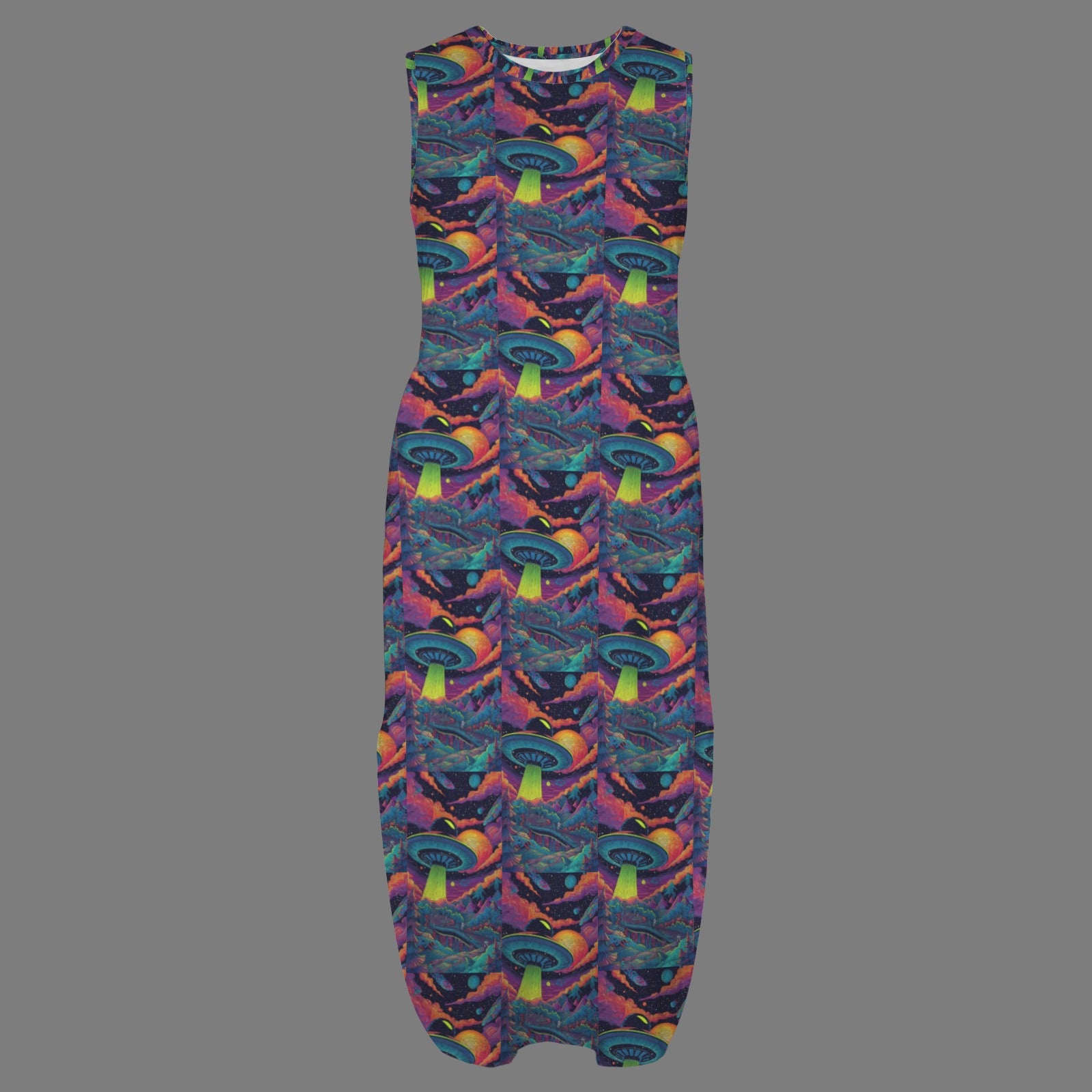 round neck gothic goddess maxi dress 4