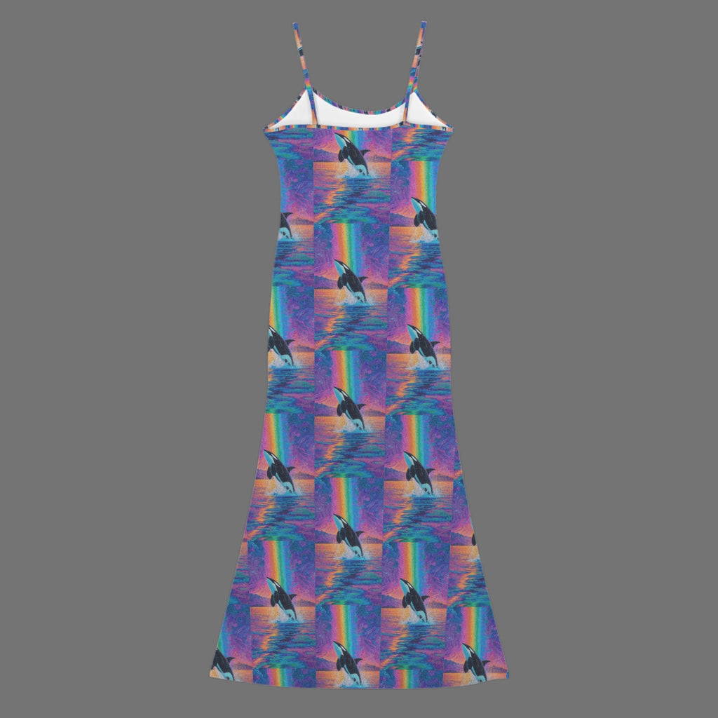 Trippy neon Orcha print long sleevless slip maxi dress