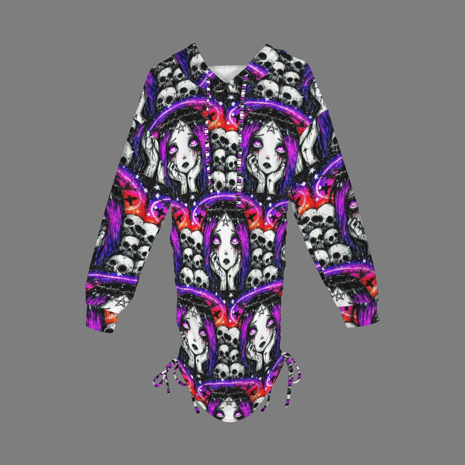 Occult Goddess Gothic Style Hoodie Dress 1