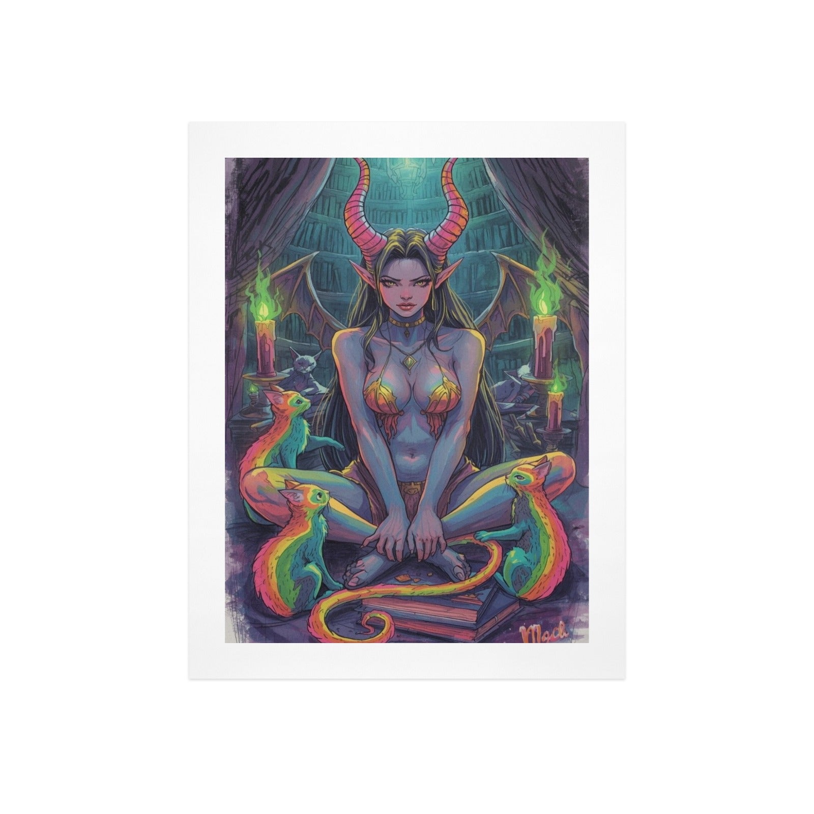 Dark Fantasy Witch Library Art Print 11