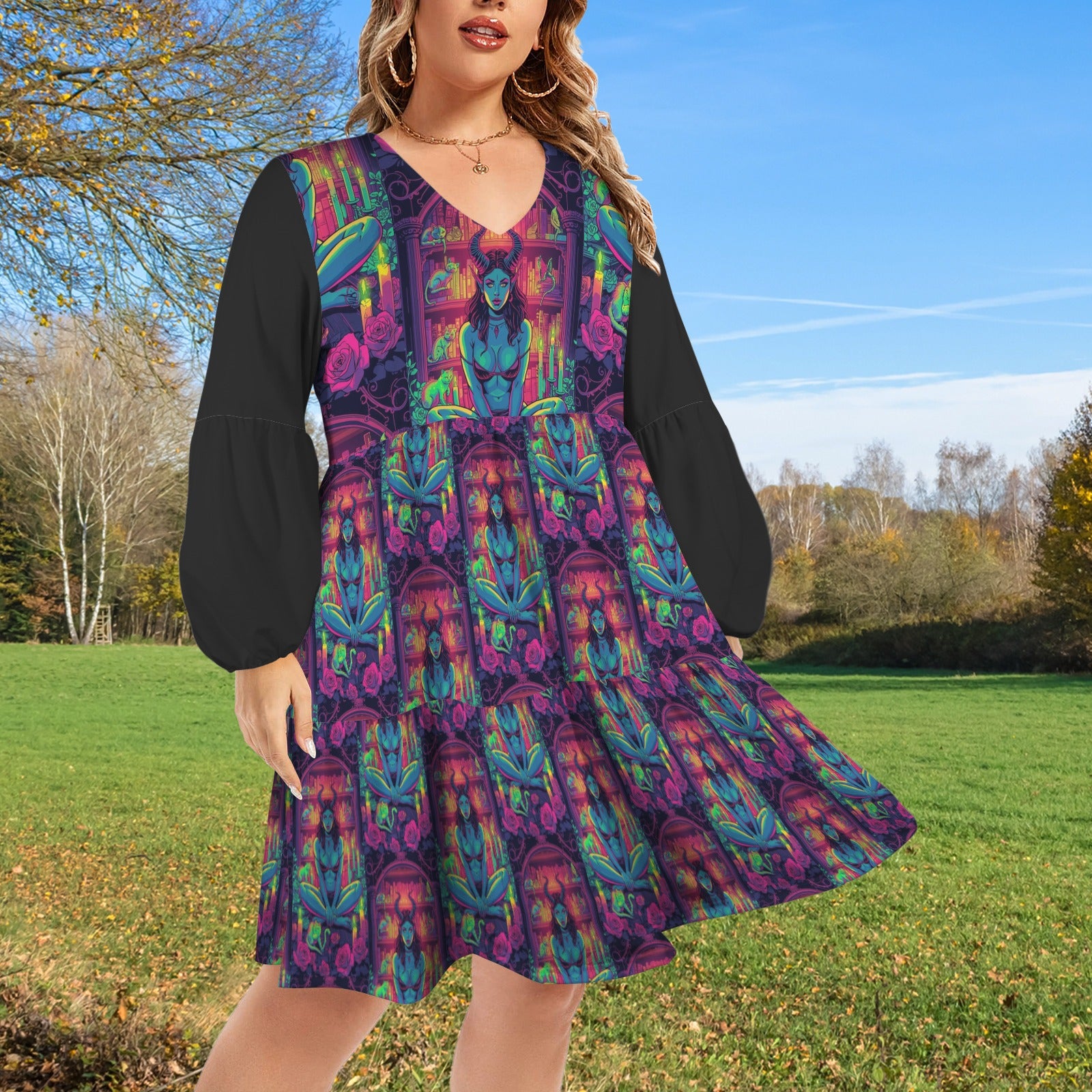 Gothic Witch Fashion Long Sleeved Dress