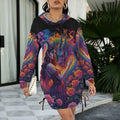 Trippy Rainbow Dragon Goddess Gothic Style Hoodie Dress 11