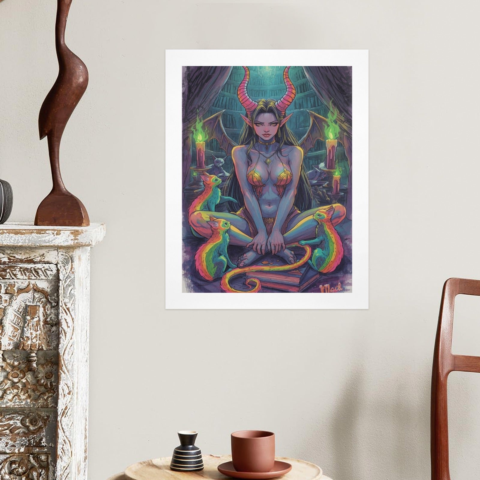 Dark Fantasy Witch Library Art Print 11