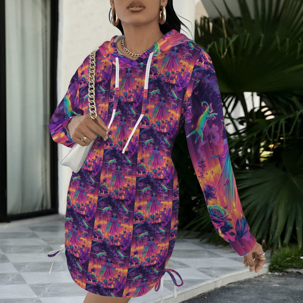 Rainbow Goddess Gothic Style Hoodie Dress 2