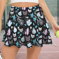 Gothic Kitty Crystal Witch Print Pleated Mini Skort