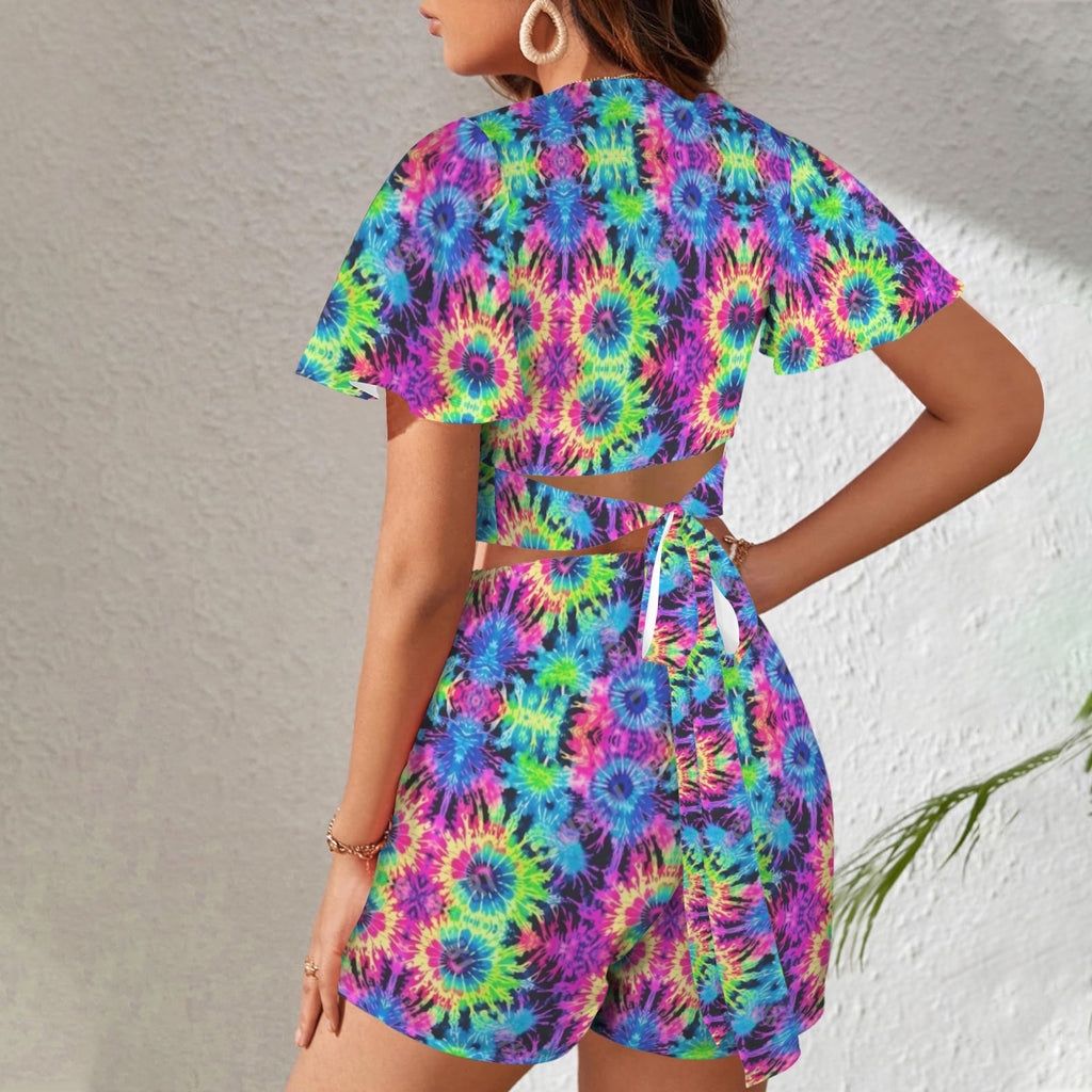 Trippy Tie-Dye 2 Peice Shorts Outfit rippy T-ieye 2 Peice Shorts Outfit Set