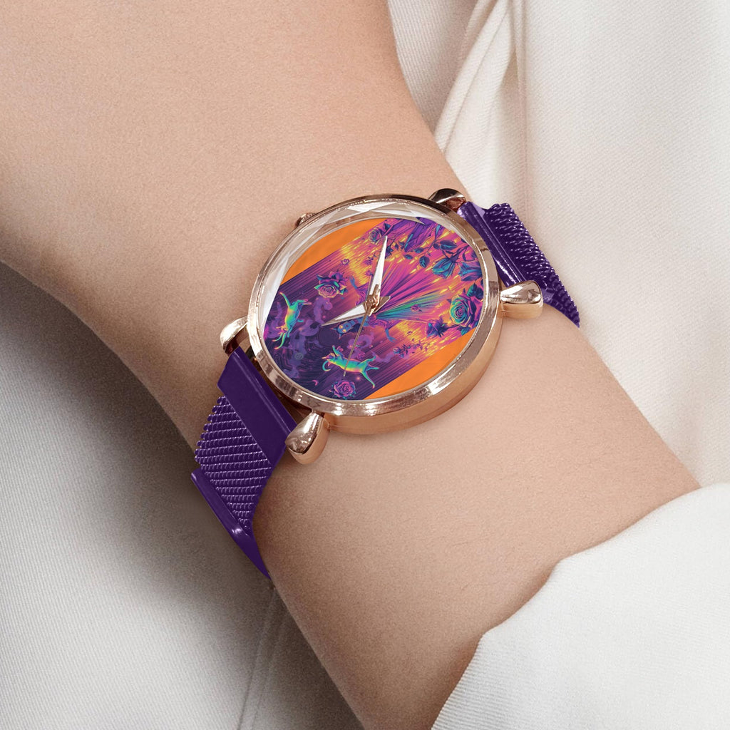 Firey Drsgon Gothic Women's Magneric Strap Watch 6