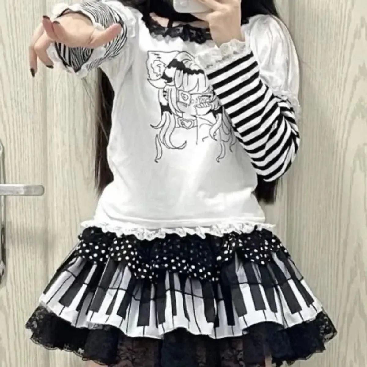 Harajuku Gothic Lolita Lace Skirt – Y2K Punk Fairy Grunge Kawaii - Night Bloom Digital Empire Studios