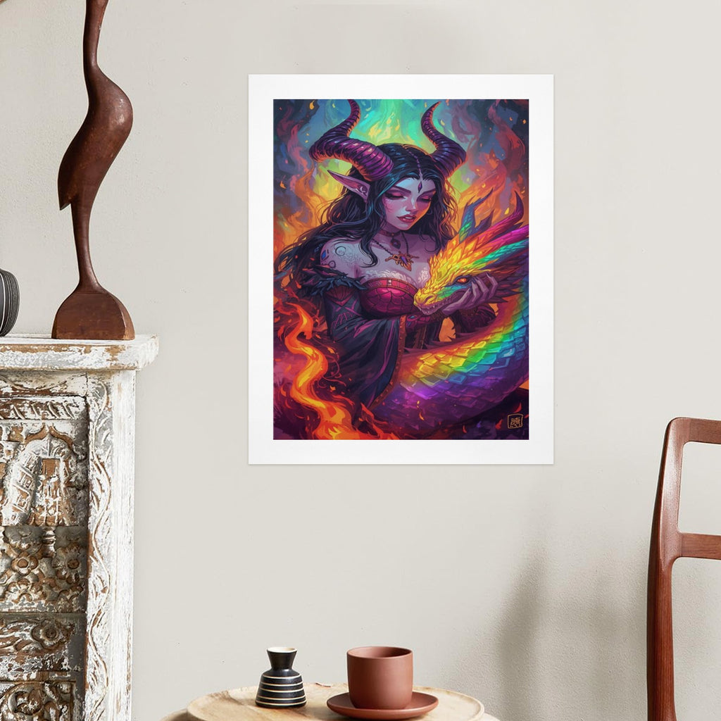 Dark Fantasy Dragon Witch Goddess Art Print Decor 2