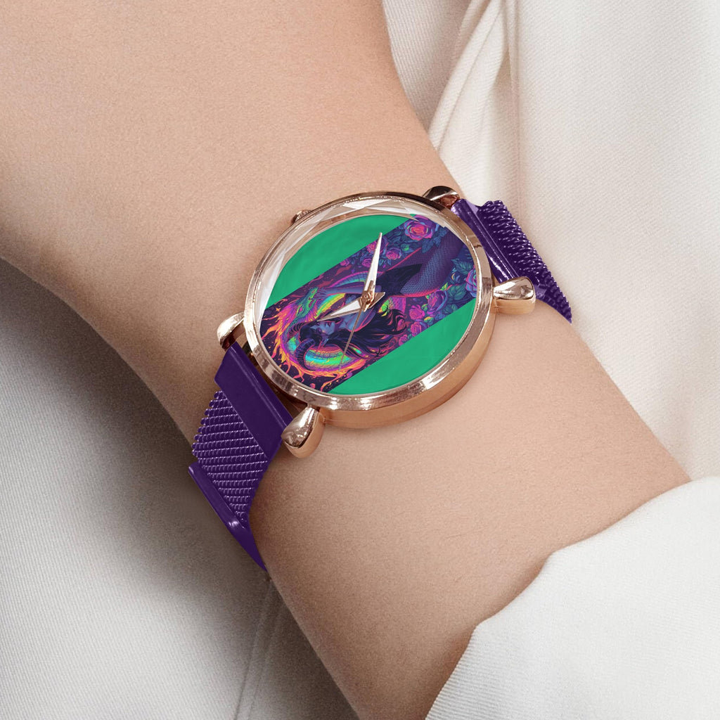 Firey Drsgon Gothic Women's Magneric Strap Watch 3