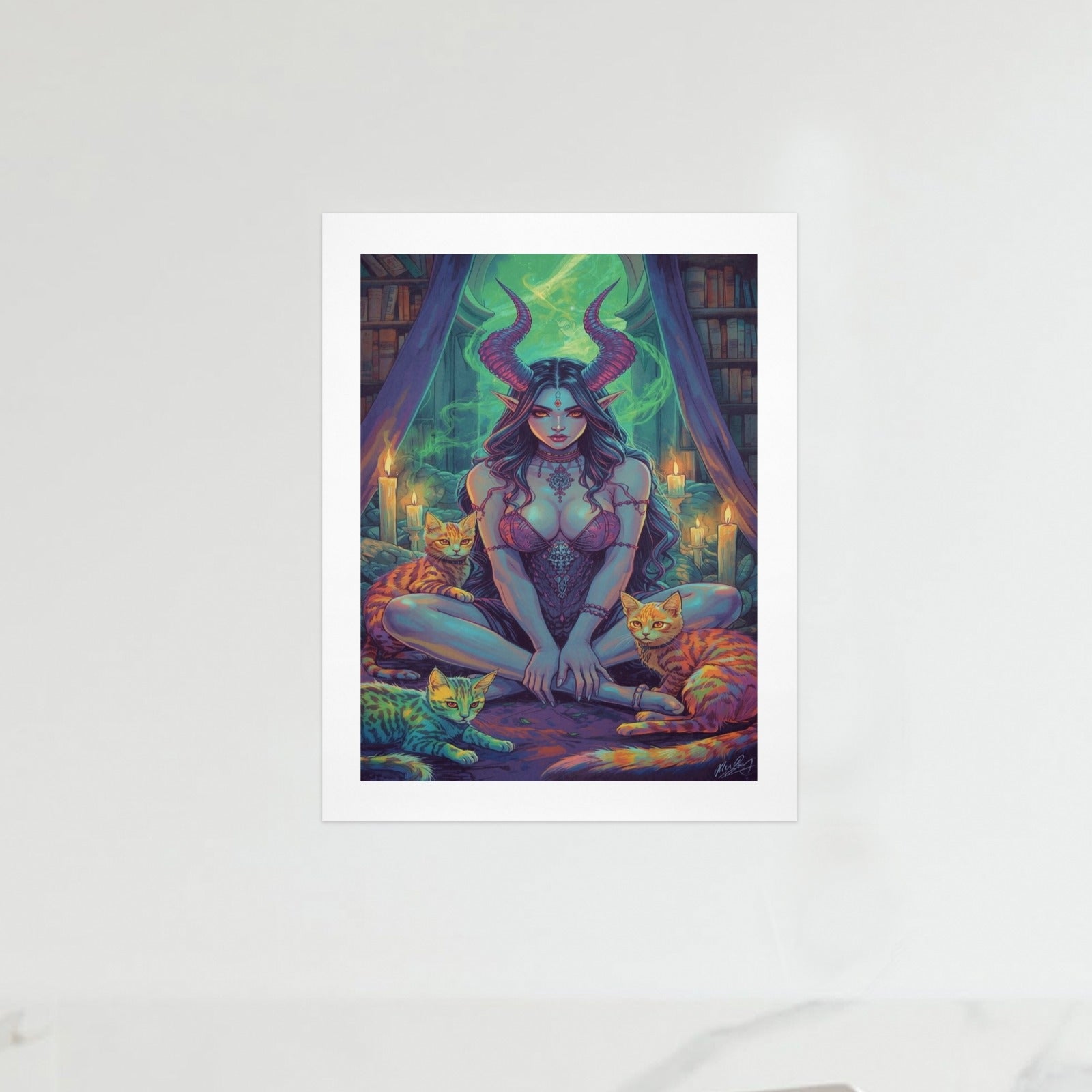 Dark Fantasy Witch Library Art Print 6