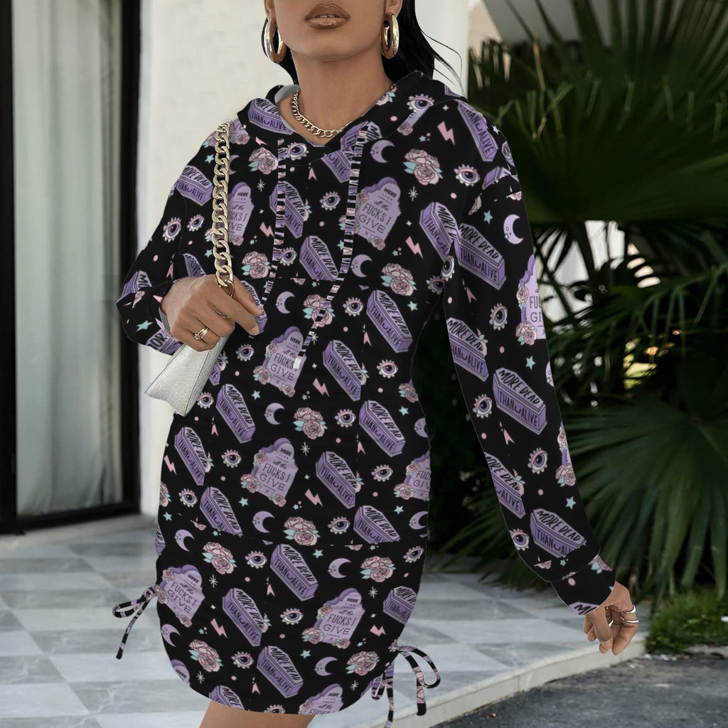 give a f**ck Gothic Style Hoodie Dress
