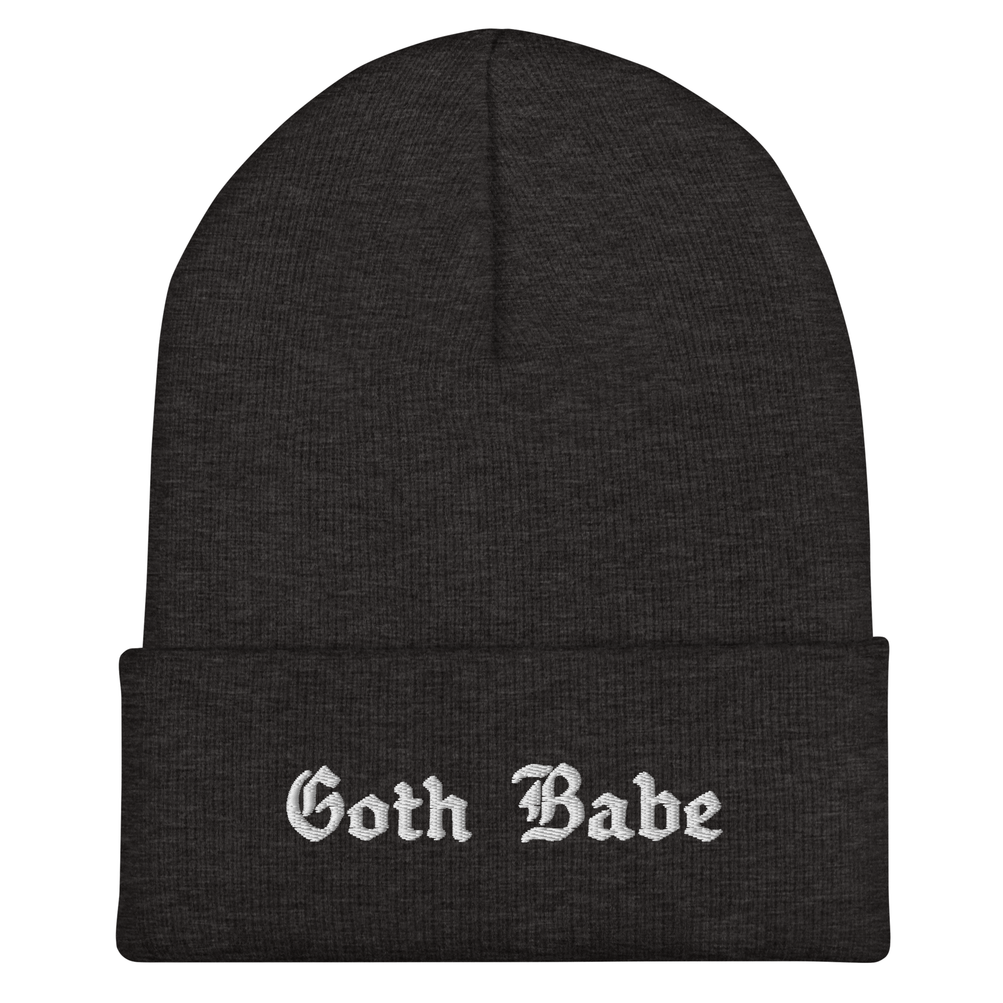 Goth Babe Cuffed Beanie - Night Bloom Digital Empire Studios